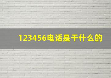 123456电话是干什么的