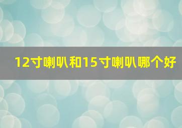 12寸喇叭和15寸喇叭哪个好