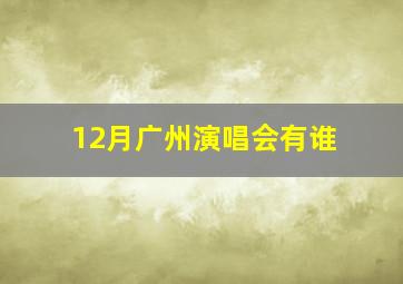 12月广州演唱会有谁