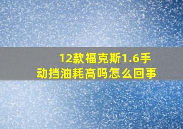 12款福克斯1.6手动挡油耗高吗怎么回事