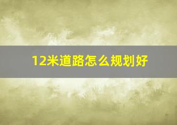 12米道路怎么规划好