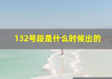 132号段是什么时候出的