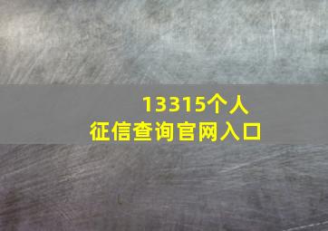 13315个人征信查询官网入口