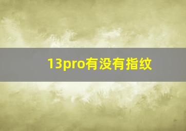 13pro有没有指纹