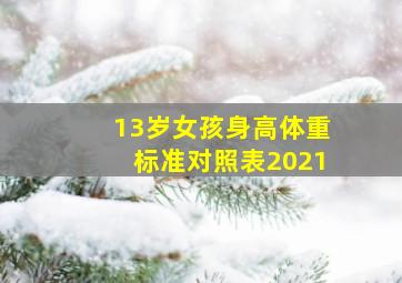 13岁女孩身高体重标准对照表2021