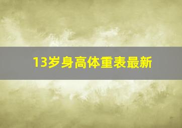 13岁身高体重表最新