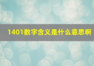 1401数字含义是什么意思啊