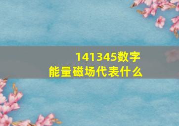 141345数字能量磁场代表什么