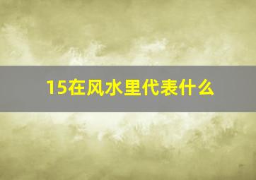 15在风水里代表什么