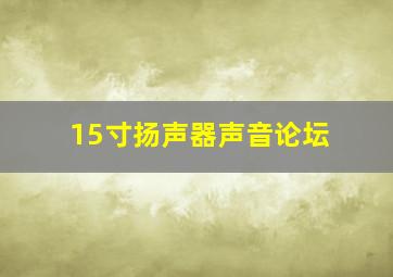 15寸扬声器声音论坛