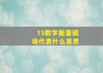 15数字能量磁场代表什么意思