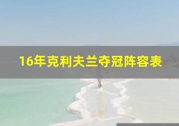 16年克利夫兰夺冠阵容表