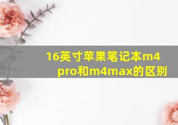 16英寸苹果笔记本m4pro和m4max的区别