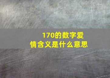 170的数字爱情含义是什么意思