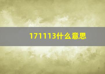 171113什么意思