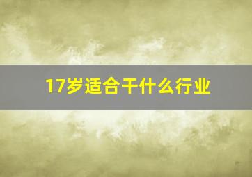 17岁适合干什么行业