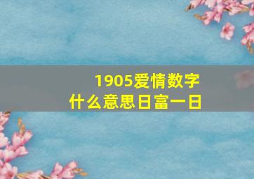 1905爱情数字什么意思日富一日