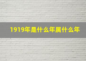 1919年是什么年属什么年