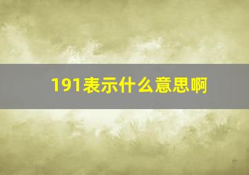 191表示什么意思啊