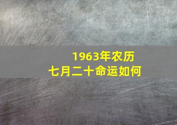 1963年农历七月二十命运如何