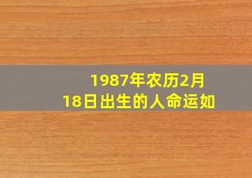 1987年农历2月18日出生的人命运如