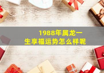 1988年属龙一生享福运势怎么样呢