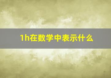 1h在数学中表示什么