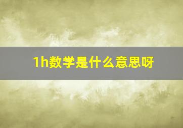 1h数学是什么意思呀