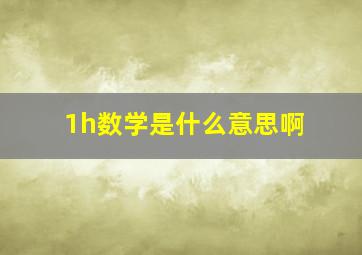 1h数学是什么意思啊