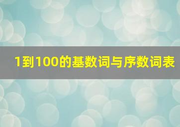 1到100的基数词与序数词表