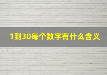 1到30每个数字有什么含义