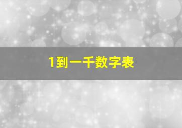 1到一千数字表