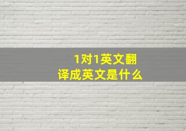 1对1英文翻译成英文是什么