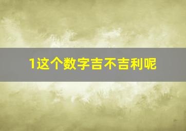 1这个数字吉不吉利呢