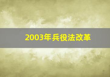 2003年兵役法改革