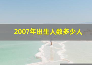 2007年出生人数多少人