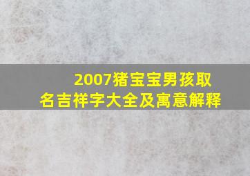 2007猪宝宝男孩取名吉祥字大全及寓意解释