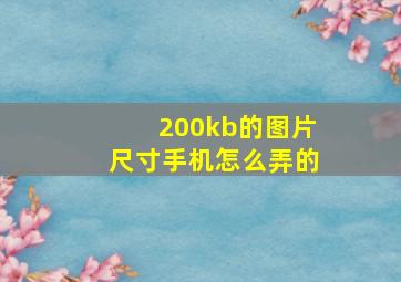 200kb的图片尺寸手机怎么弄的