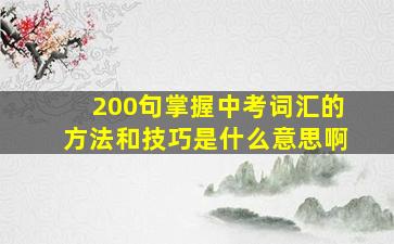 200句掌握中考词汇的方法和技巧是什么意思啊