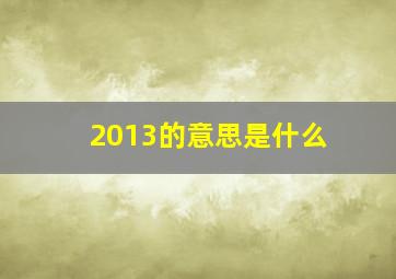 2013的意思是什么