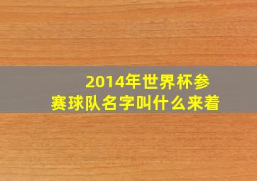 2014年世界杯参赛球队名字叫什么来着