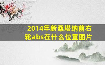 2014年新桑塔纳前右轮abs在什么位置图片