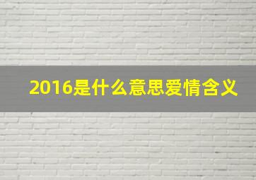 2016是什么意思爱情含义