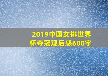 2019中国女排世界杯夺冠观后感600字