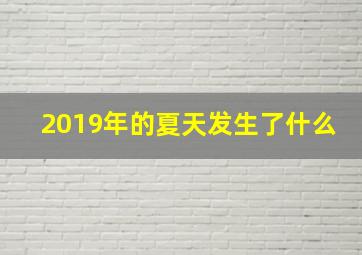 2019年的夏天发生了什么