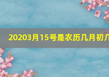 20203月15号是农历几月初几