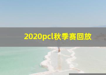 2020pcl秋季赛回放