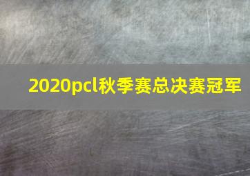 2020pcl秋季赛总决赛冠军