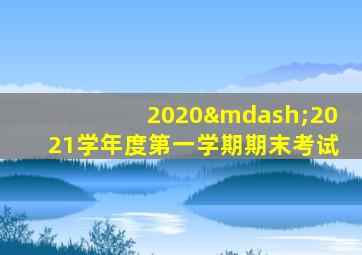 2020—2021学年度第一学期期末考试