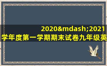 2020—2021学年度第一学期期末试卷九年级英语